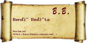 Benő Beáta névjegykártya
